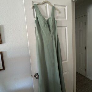 Revelry Sage Green Bridesmaid Dress – Size 8 – Elegant Formal Maxi